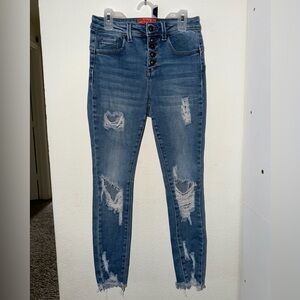 Wax Jean High Rise Distressed Denim